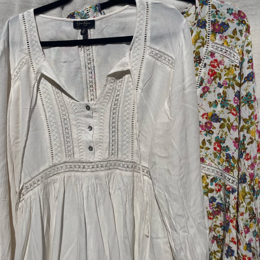 Jessica Simpson Peasant Blouse Lot | 2 Tops | Size XL | Boho Lace | Free Shippin